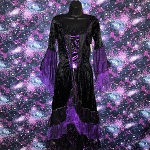 Purple Black Sequin Velvet Witch Dress